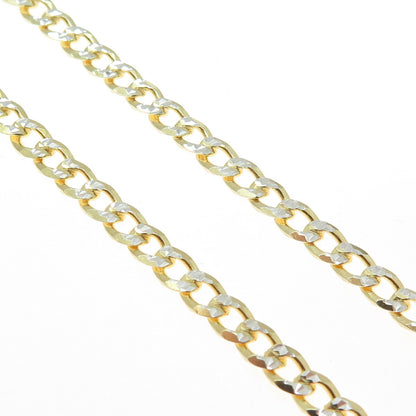 P. LUX 925 Sterling Silver Gold Plated Italy Diamond-Cut Curb Chain Necklace 24"