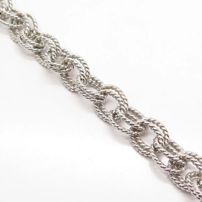 925 Sterling Silver Vintage Twisted Double Rolo Link Bracelet 6.25"