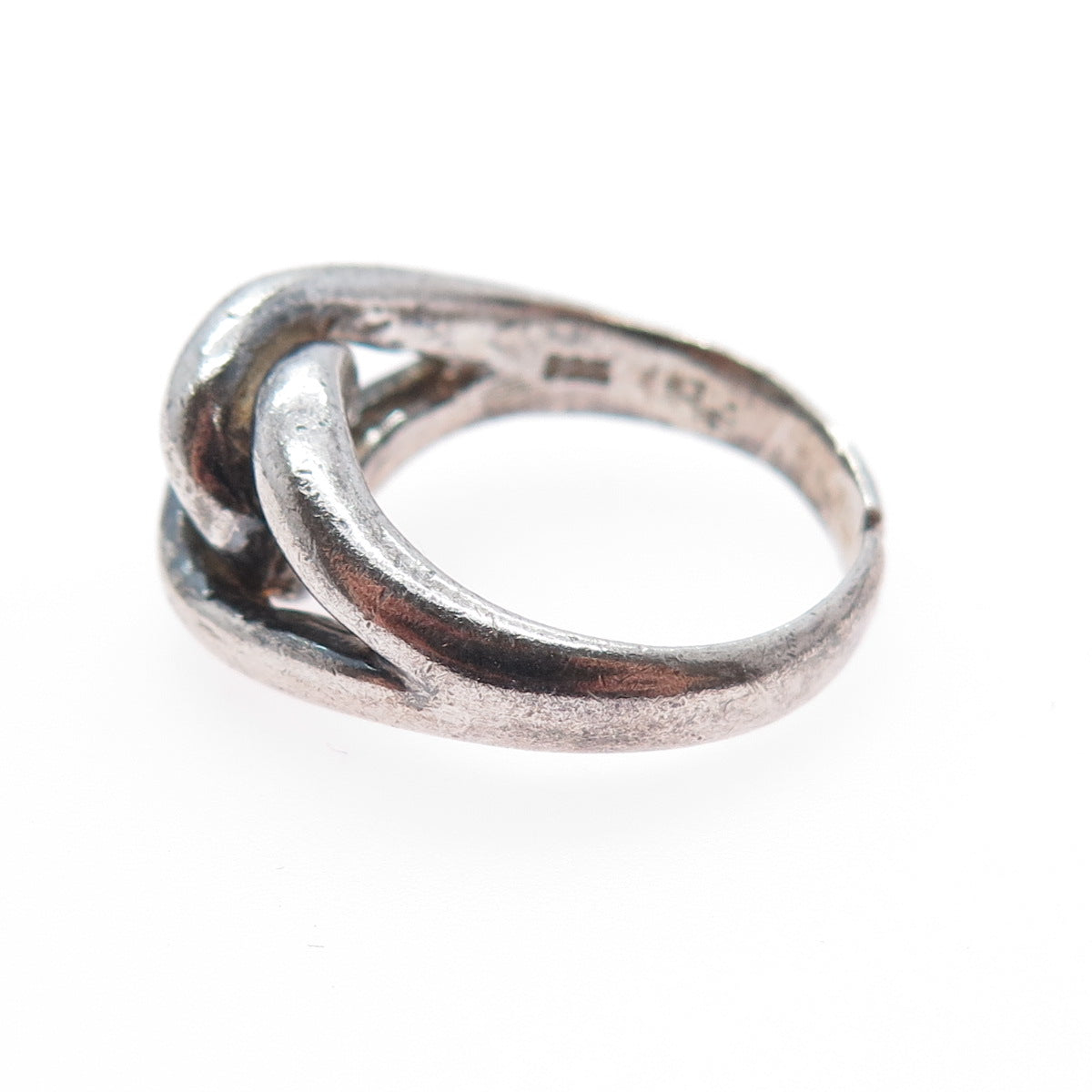 925 Sterling Silver Vintage Modernist Interlocked Oxidized Ring Size 7