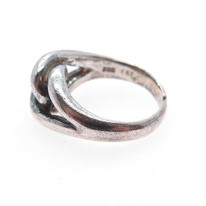 925 Sterling Silver Vintage Modernist Interlocked Oxidized Ring Size 7