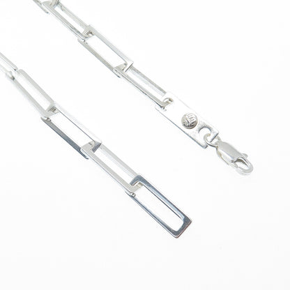 925 Sterling Silver Vintage Italy Modernist Paperclip Chain Necklace 16"