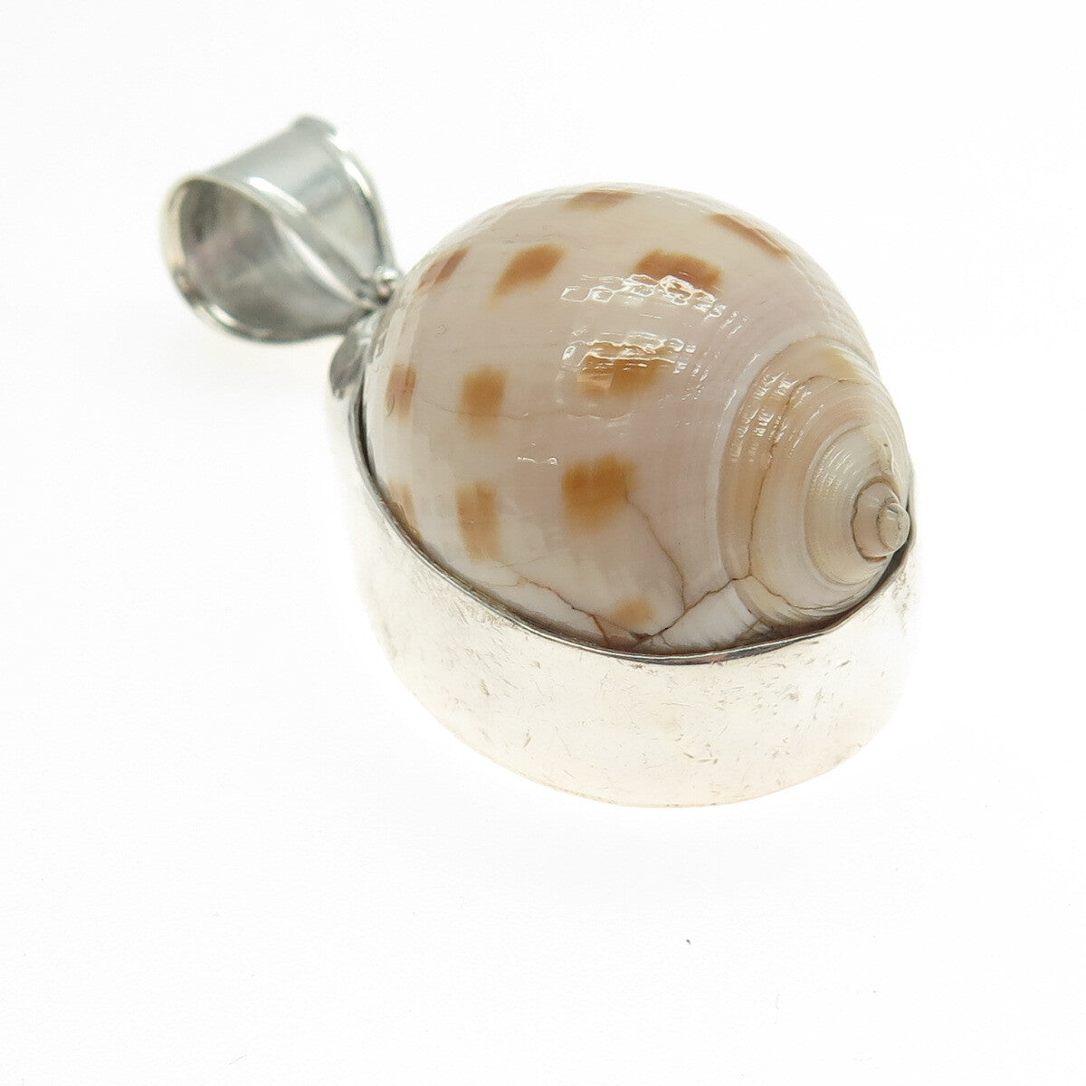 925 Sterling Silver Vintage Real Sea Shell Pendant