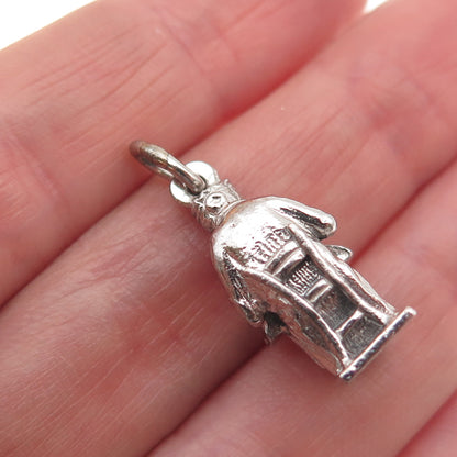 835 Silver Vintage Lacemaker Bruxelles Brussels 3D Mini Charm Pendant