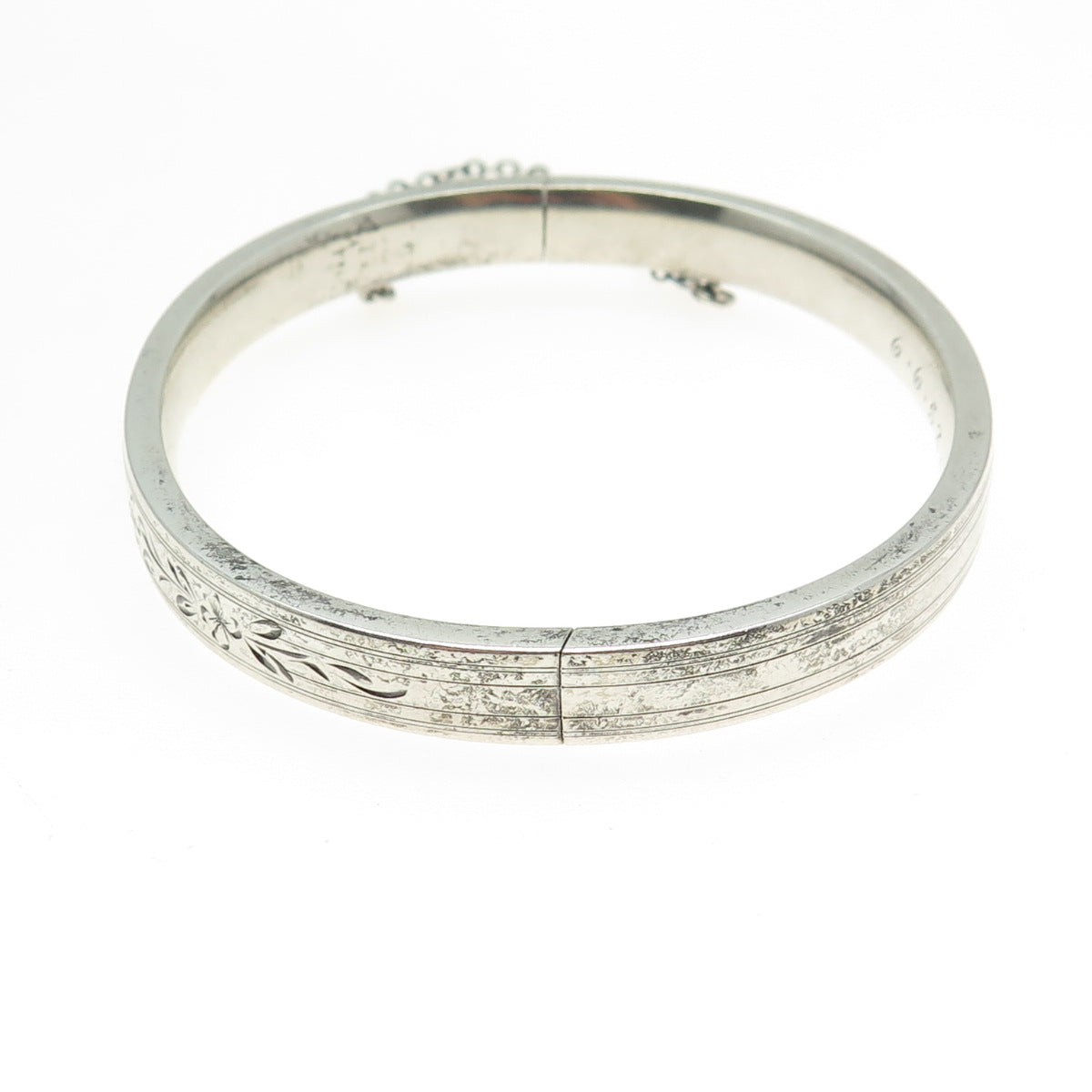 B. A. BALLOU & CO. Sterling Silver Antique Art Deco Engraved Bangle Bracelet 7"