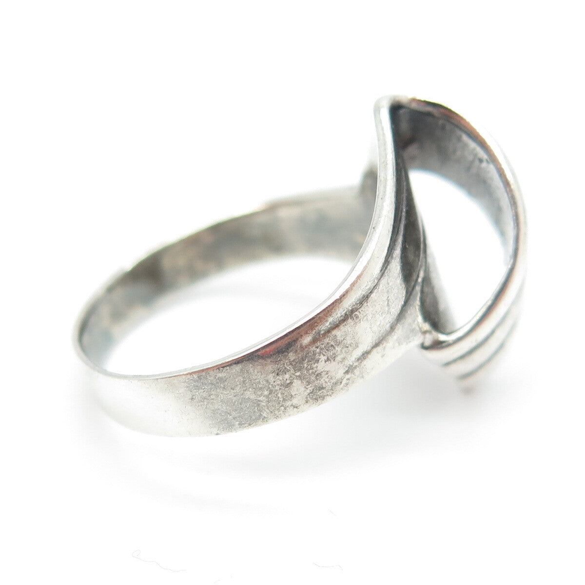 925 Sterling Silver Vintage Ribbed Ring Size 7