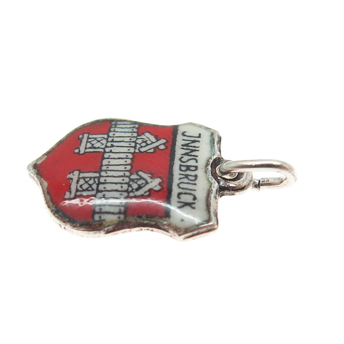 800 Silver Vintage Enamel Innsbruck Austria Coat of Arms Minimalist Pendant