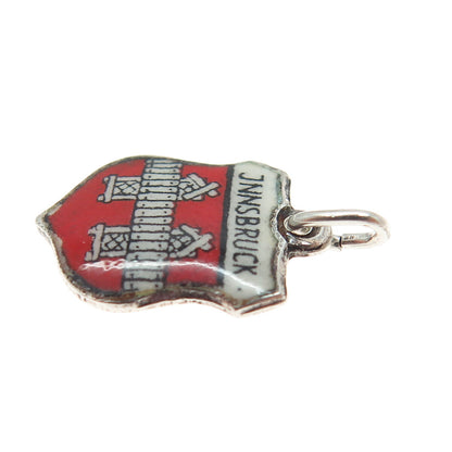 800 Silver Vintage Enamel Innsbruck Austria Coat of Arms Minimalist Pendant