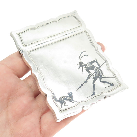 WHITING MFG CO. 925 Sterling Silver Antique Art Deco Cat & Warrior Card Case #7