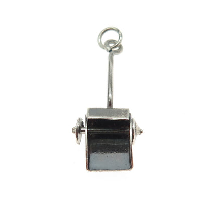 925 Sterling Silver Antique Mexico Dust Scoop Oxidized Minimalist Pendant
