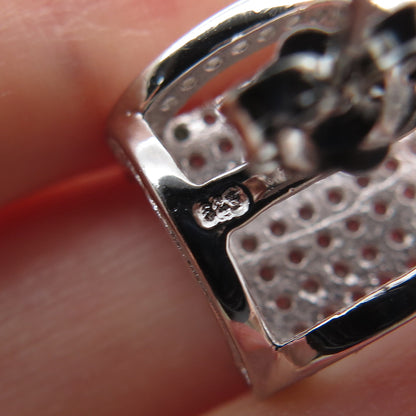 925 Sterling Silver Round-Cut C Z Sparkle Square Stud Earrings