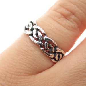 SEA GEMS 925 Sterling Silver Vintage Celtic Braided Oxidized Band Ring Size 5.25