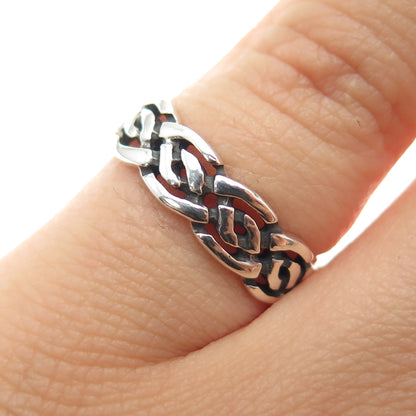 SEA GEMS 925 Sterling Silver Vintage Celtic Braided Oxidized Band Ring Size 5.25