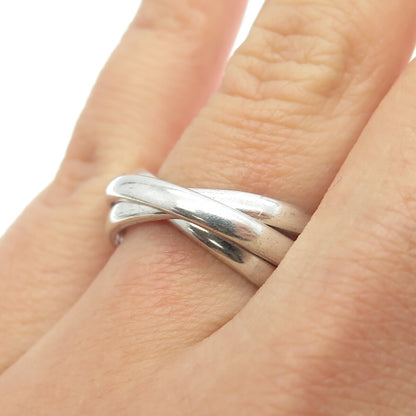 925 Sterling Silver Vintage Trinity Interlocked Band Ring Size 6.75