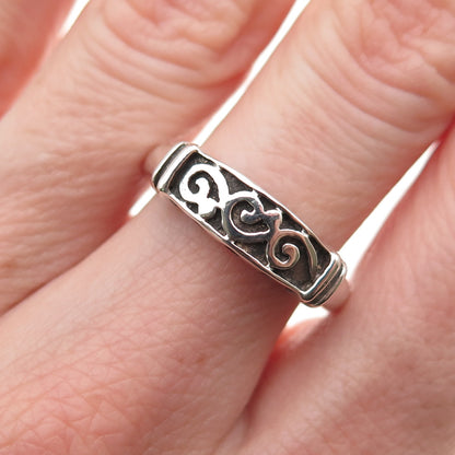 Charles Winston 925 Sterling Silver Vintage Spiral Oxidized Ring Size 7.25