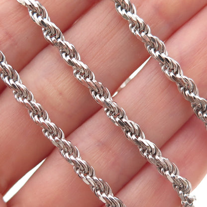 925 Sterling Silver Italy Twisted Rope Chain Necklace 22"