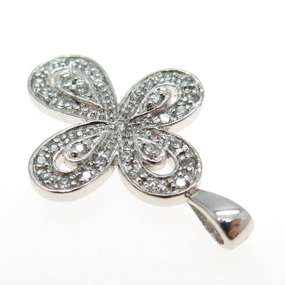 925 Sterling Silver Round-Cut C Z Cross Pendant