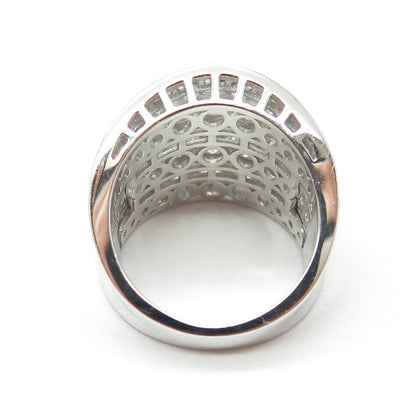 925 Sterling Silver Graduated Round-Cut C Z Wavy Ring Size 8