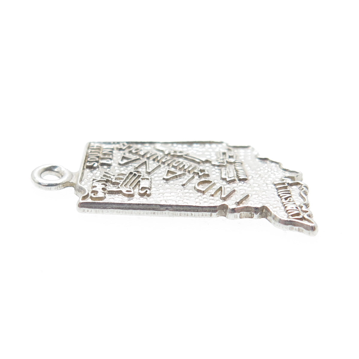 FRENCH & FRANKLIN 925 Sterling Silver Vintage Indiana State Minimalist Pendant