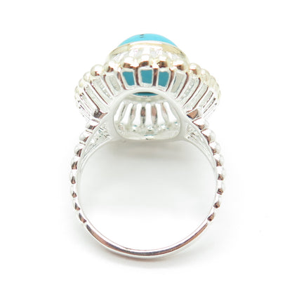 925 Sterling Silver Real Sleeping Beauty Turquoise Gemstone Ring Size 11