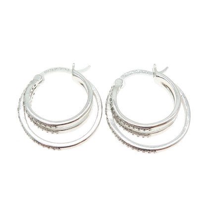 DBJ DEE BERKLE 925 Sterling Silver Real Diamond Multi-Circle Hoop Earrings