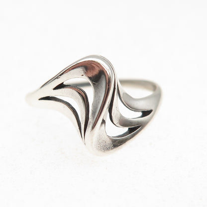 Shube 925 Sterling Silver Vintage Modernist Oxidized Ring Size 7.75