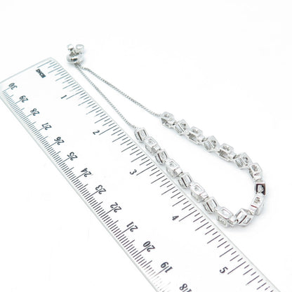 HAN 925 Sterling Silver C Z Tennis Box Link Bracelet 8.75"