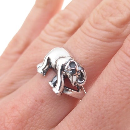 925 Sterling Silver Vintage Elephant Oxidized Ring Size 7.25