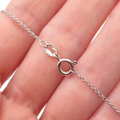 Bradford 925 Sterling Silver 2-Tone Real Diamond Heart Cable Chain Necklace 18"