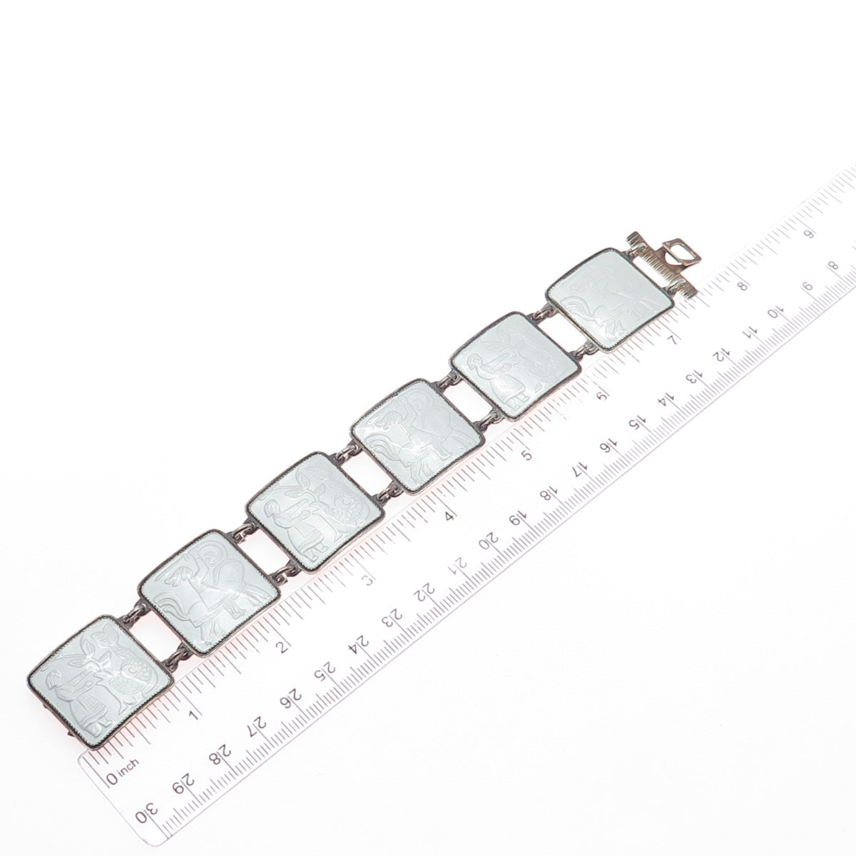 DAVID ANDERSEN 925S Sterling Vintage Norway Enamel Fairytale Bracelet 7.5"