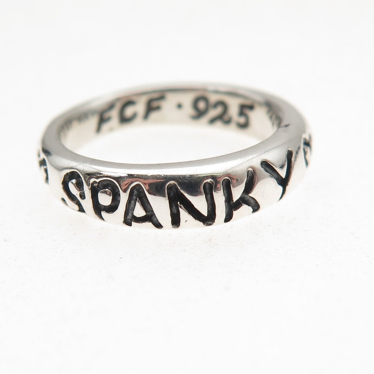 925 Sterling Silver Vintage Spanky Oxidized Band Ring Size 6