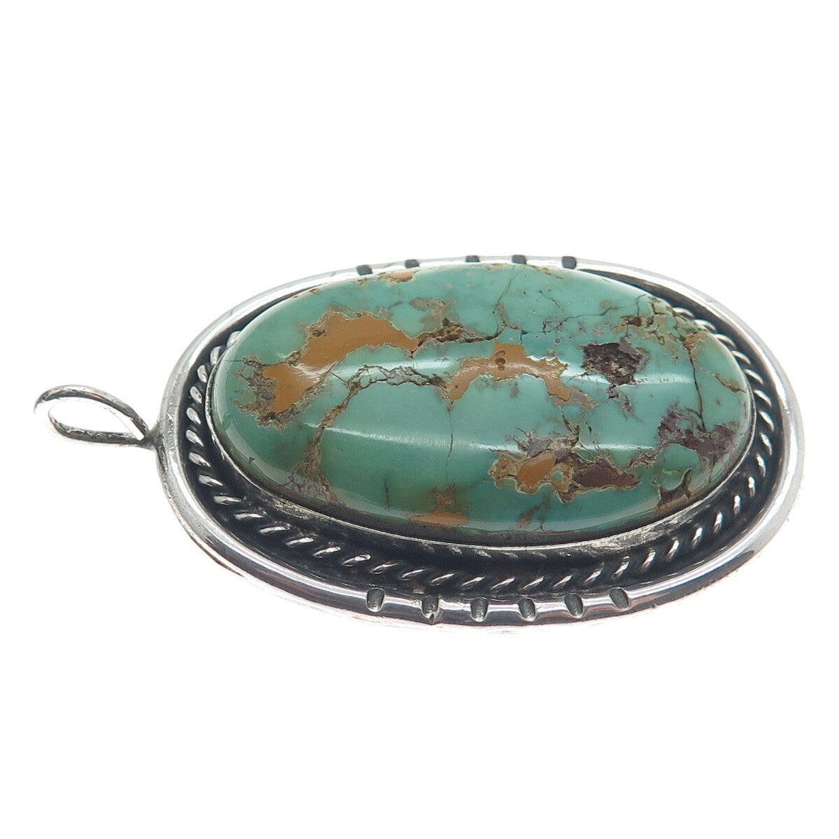 Old Pawn Sterling Silver Vintage Southwestern Royston Turquoise Tribal Pendant