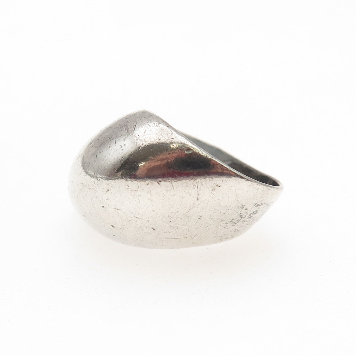 925 Sterling Silver Vintage Modernist Dome Oxidized Ring Size 5