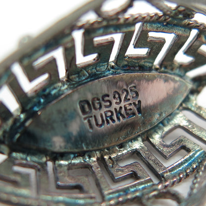 925 Sterling Silver Vintage Turkey Greek Maze Statement Ring Size 6