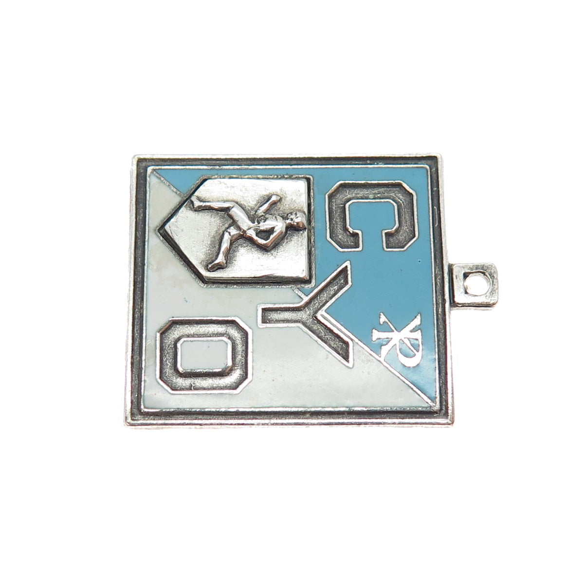 925 Sterling Silver Antique 1945 Enamel CYO Track & Field Medal Pendant