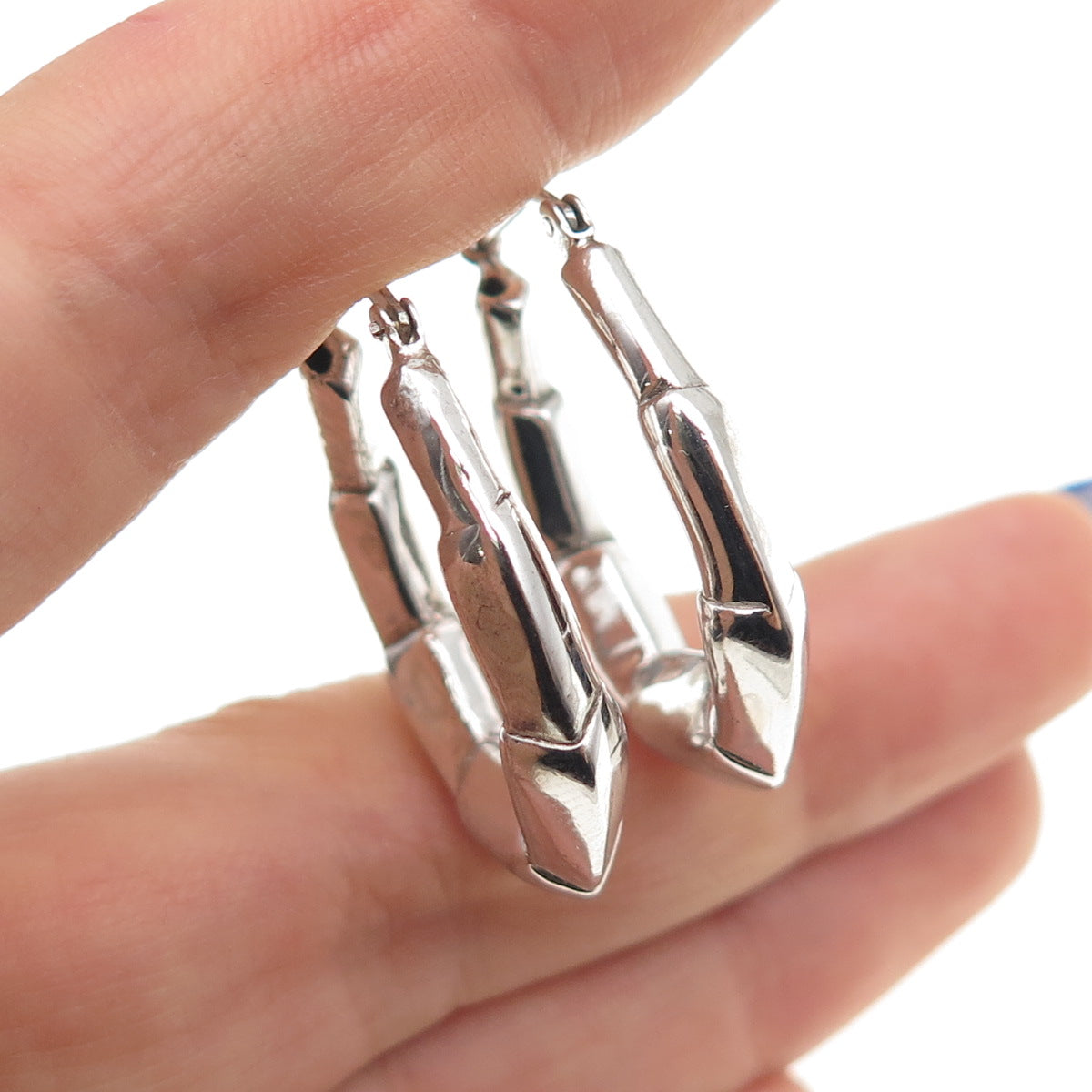 925 Sterling Silver Modernist Oval Hoop Earrings