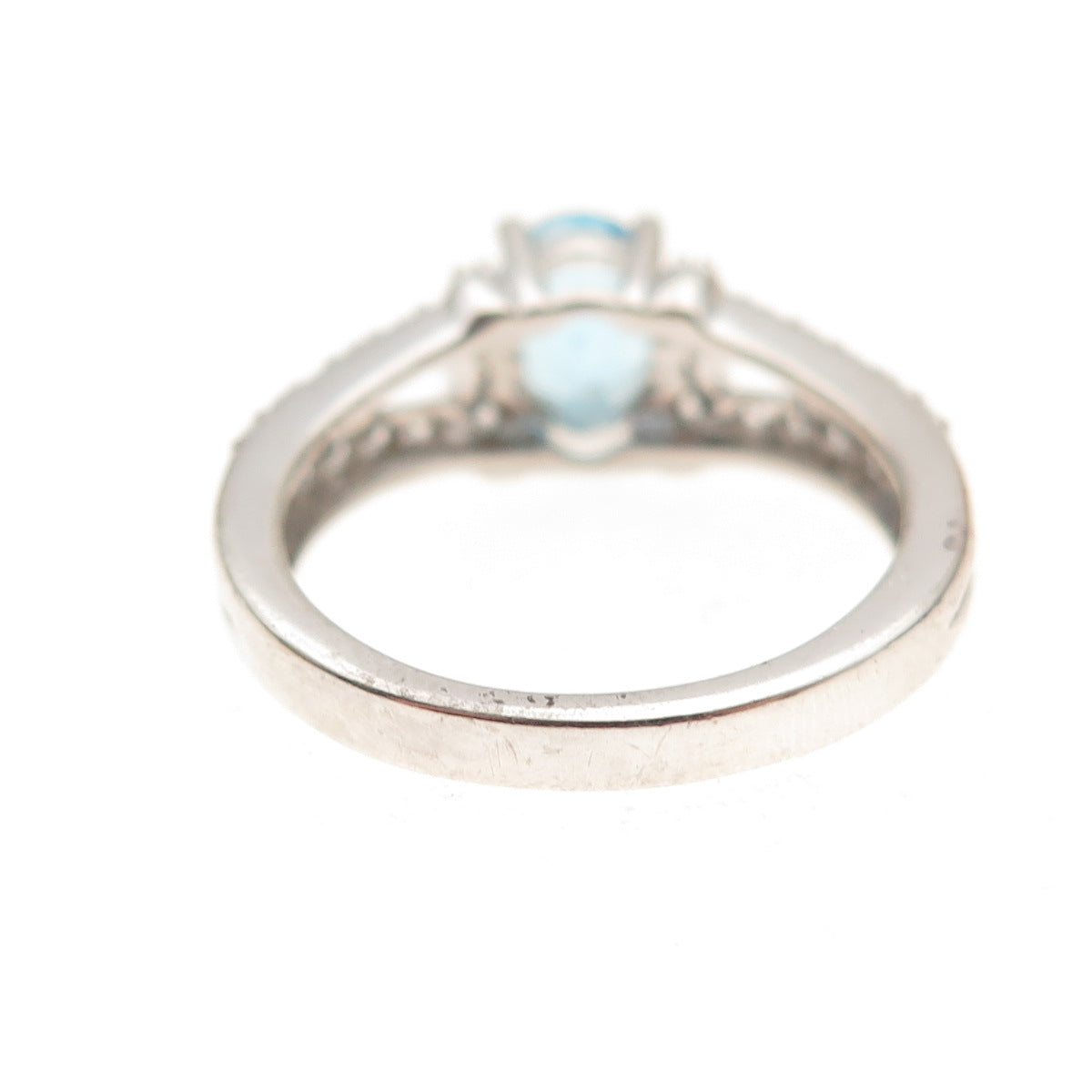 Sun 925 Sterling Silver Real Blue Topaz & C Z Ring Size 7