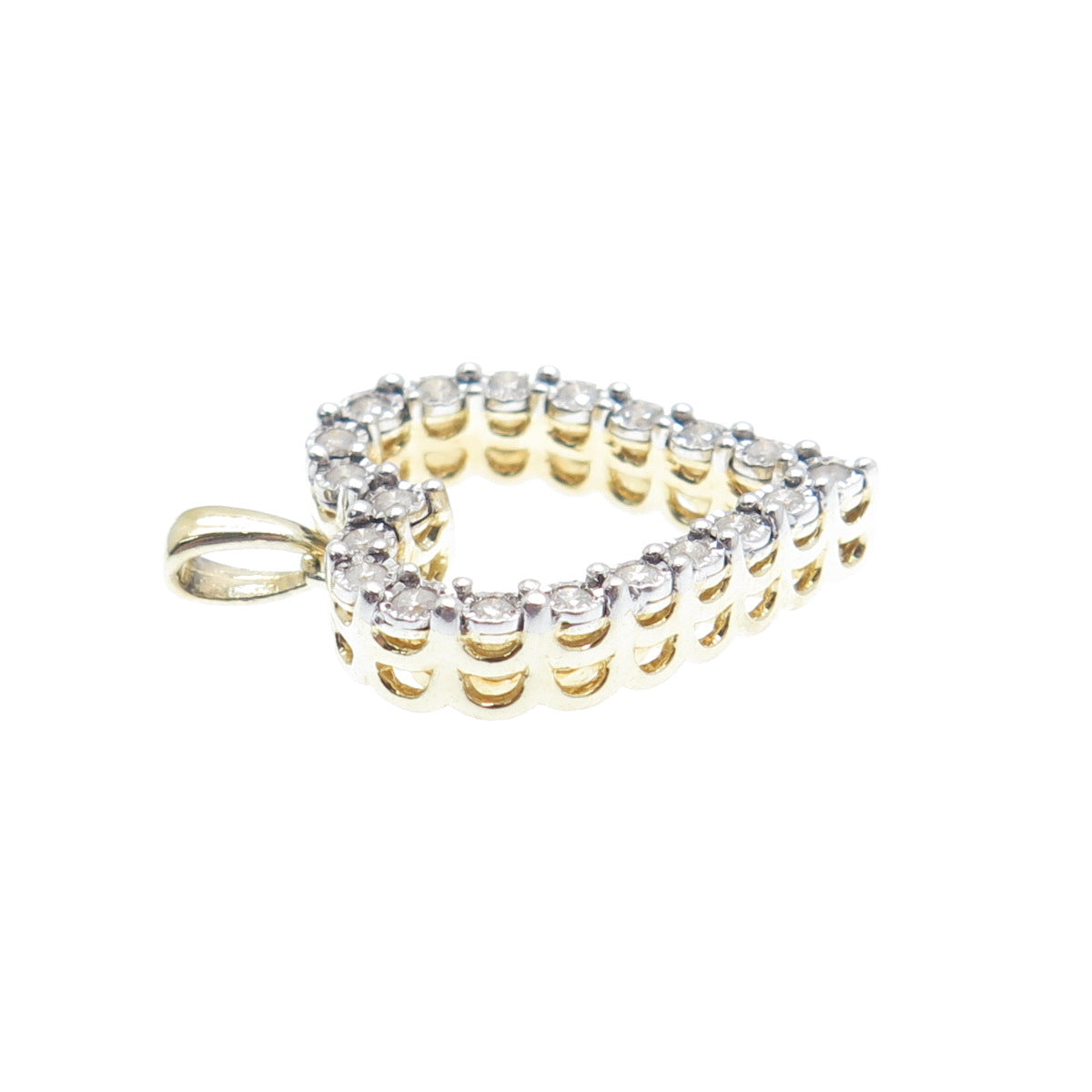 925 Sterling Silver Gold Plated Real Diamond Heart Minimalist Charm Pendant