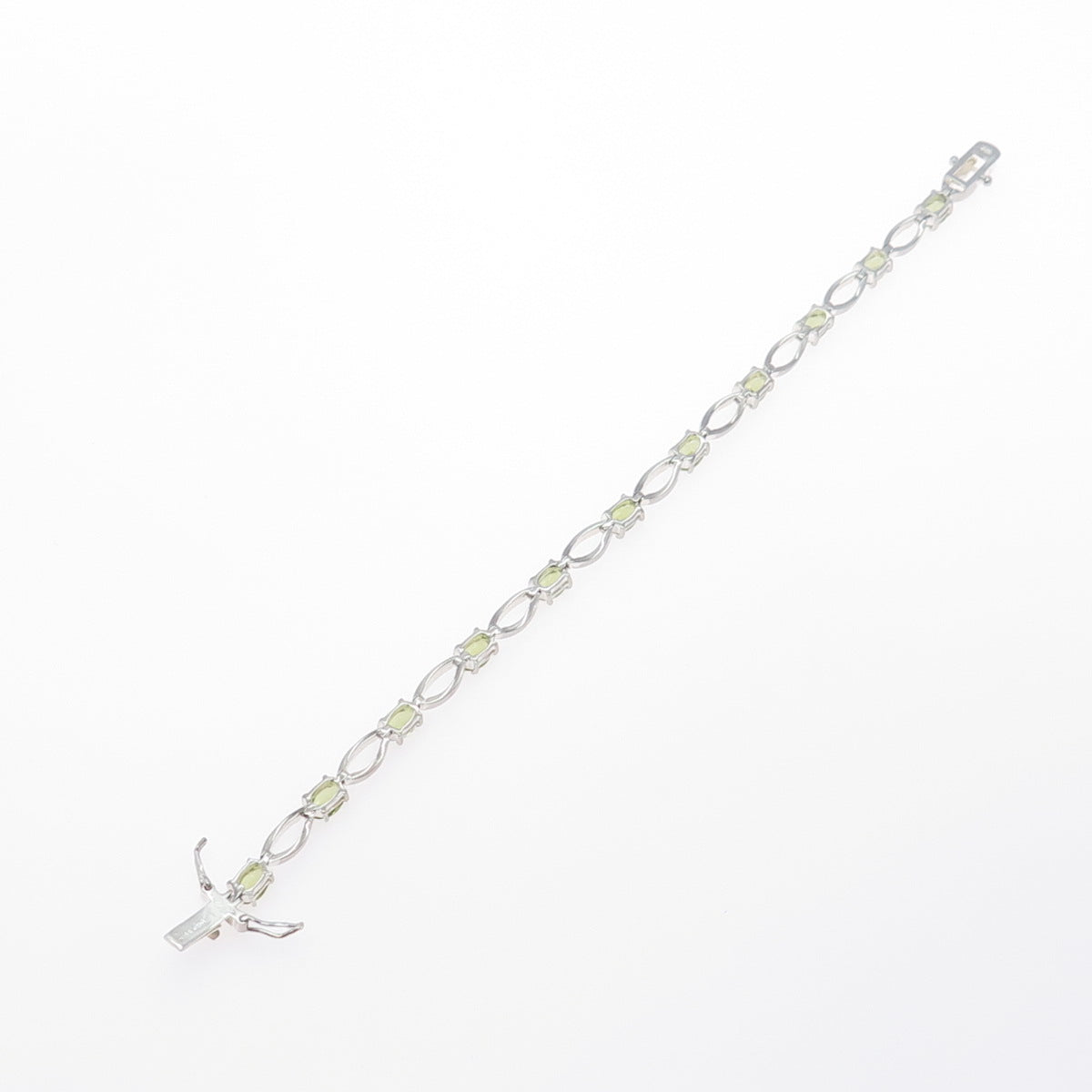 DBJ DEE BERKLE 925 Sterling Silver Vintage Real Round-Cut Peridot Bracelet 7.25"
