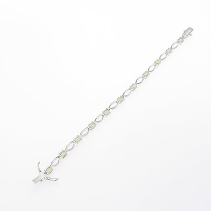DBJ DEE BERKLE 925 Sterling Silver Vintage Real Round-Cut Peridot Bracelet 7.25"