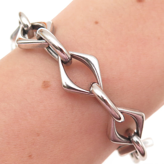 HAN 925 Sterling Silver Vintage Modernist Link Bracelet 6"