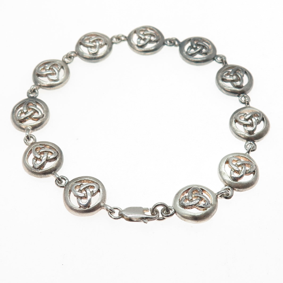 SG SEA GEMS Sterling Silver Vintage Celtic Trinity Knot Oxidized Bracelet 7.5"