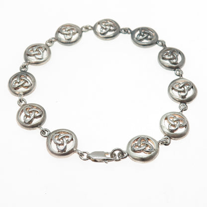 SG SEA GEMS Sterling Silver Vintage Celtic Trinity Knot Oxidized Bracelet 7.5"
