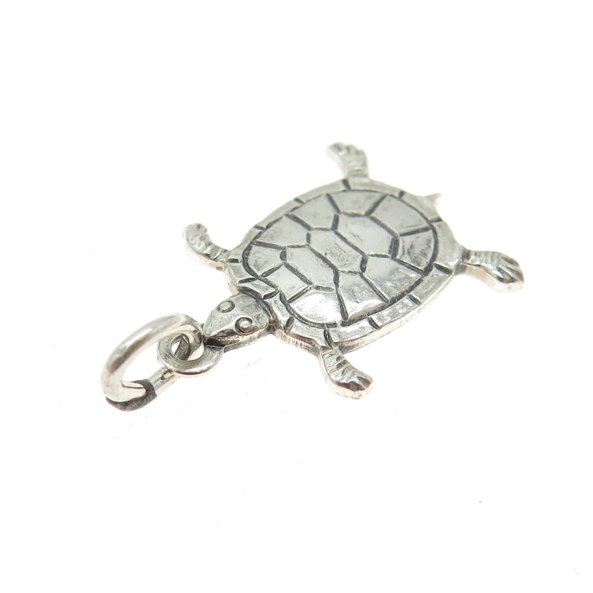 925 Sterling Silver Vintage Lucky Turtle Minimalist Charm Pendant