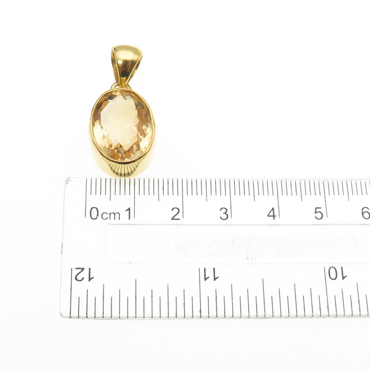 Saphirim-Rahav Sterling Silver Gold Plated Vintage Real Citrine Charm Pendant