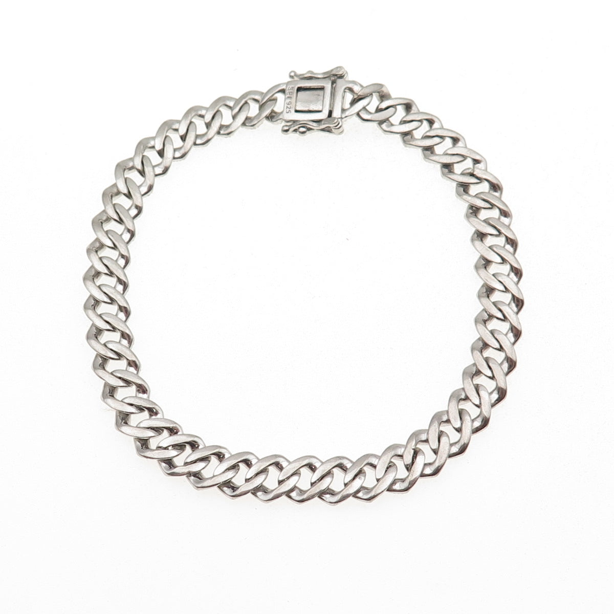 925 Sterling Silver Round-Cut C Z Cuban Link Bracelet 8"