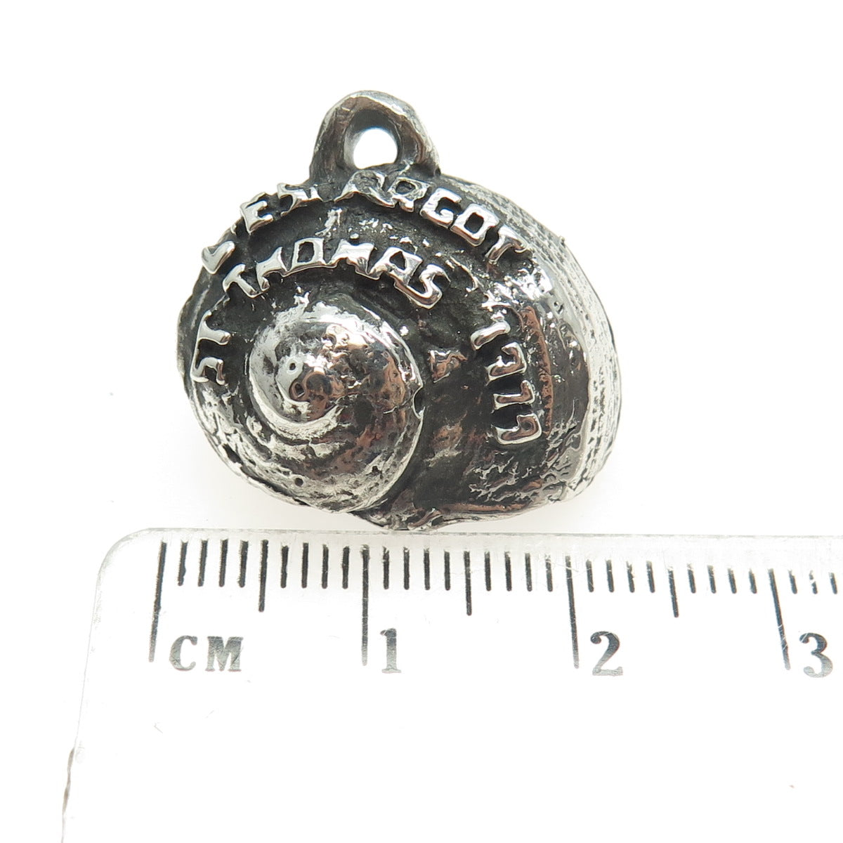 925 Sterling Silver Vintage "L'Escargot St. Thomas 1719" Snail Oxidized Pendant