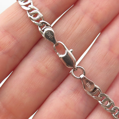 925 Sterling Silver Vintage Italy Flat Anchor Mariner Link Bracelet 6"