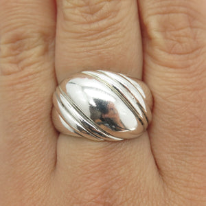 KABANA 925 Sterling Silver Vintage Ribbed Ring Size 8.25