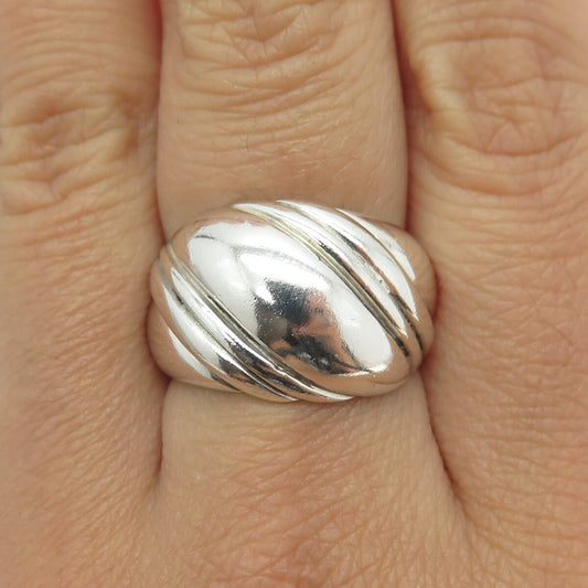 KABANA 925 Sterling Silver Vintage Ribbed Ring Size 8.25
