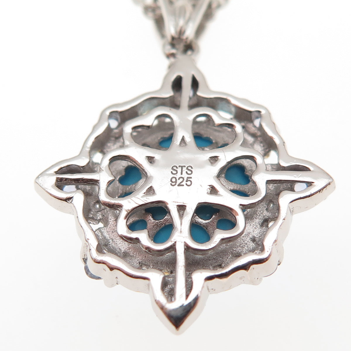 Chuck Clemency 925 Sterling Silver 2-Tone Real Turquoise Tanzanite Necklace 20"